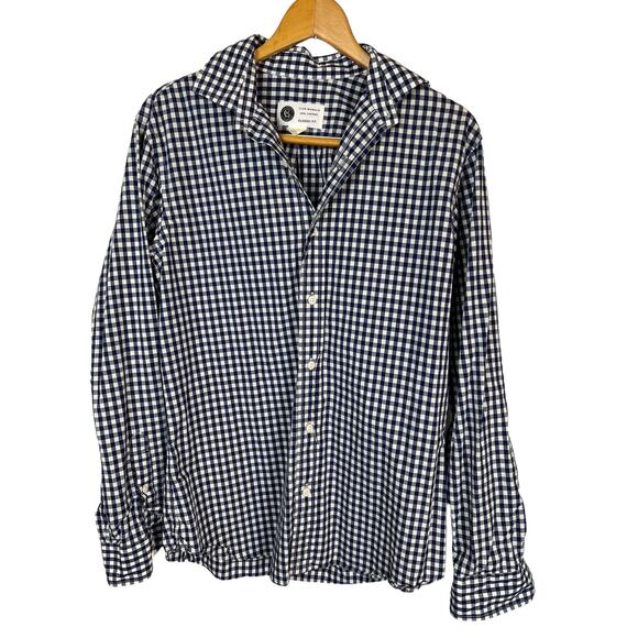 Club Monaco Blue White Checkered Button Down Casual Shirt Preppy Office Twee S - Picture 2 of 7